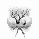 LLCXXIII as the text, tree branches surrounding the edges, soft cursive style  tattoo design idea