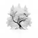 LLCXXIII as the text, tree branches surrounding the edges, soft cursive style  tattoo design idea