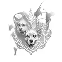 Create a man's tattoo design for the upper arm that includes the names Mickey, Nancy, Emily, Grace, and Loyola. tattoo design idea