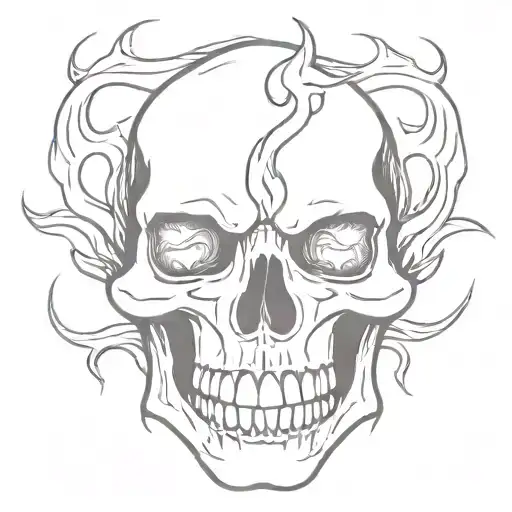 flames coming out of skull mouth open tattoo design idea