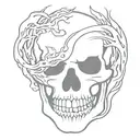 flames coming out of skull mouth open tattoo design idea