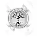 Tree with DNA helix tattoo design idea