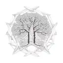 Tree with DNA helix tattoo design idea