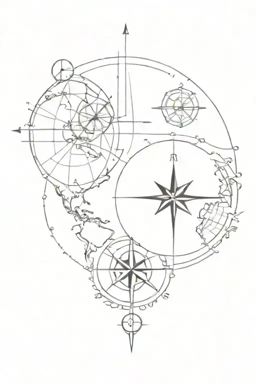 globe and compass tattoo design idea