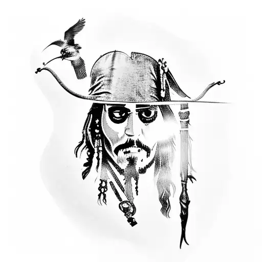 jack sparrow's tattoo of a sparrow tattoo design idea