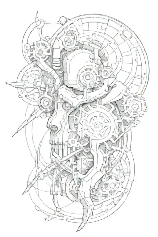 bio mechanical tattoo design idea