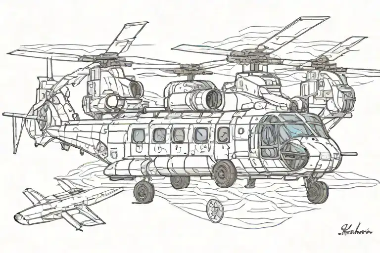 chinook helicopter tattoo design idea