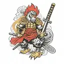 chicken samurai warrior tattoo design idea