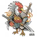 chicken samurai warrior tattoo design idea