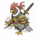 chicken samurai warrior tattoo design idea