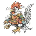 chicken samurai warrior tattoo design idea