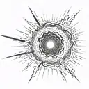 blackhole pulling in light rays coming tattoo design idea