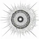 blackhole pulling in light rays coming tattoo design idea