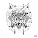 dreamcatcher with a wolf tattoo design idea