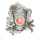 conference leaugue cup with olympiakos logo combined tattoo design idea