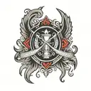 conference leaugue cup with olympiakos logo combined tattoo design idea