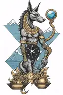 scales of anubis with time and mountains and oceans half sleeve  tattoo design idea