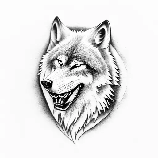 wolf howling moon viking tattoo design idea