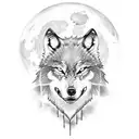 wolf howling moon viking tattoo design idea
