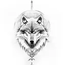 wolf howling moon viking tattoo design idea