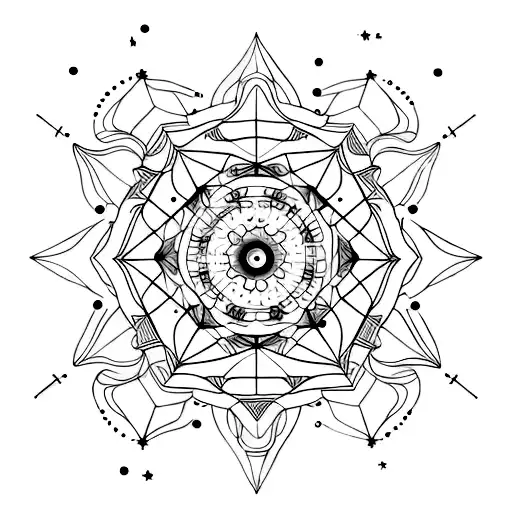 Create a minimalist tattoo design that incorporates the numbers 10, 02, 04, and 12 within a constellation-like arrangement of black watercolor effect flowers, surrounded by abstract line art and nautical stars. tattoo design idea