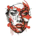 - Face split in half - One half smiling, bright and sunny - Other half crying, dark and rainy tattoo design idea