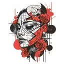 - Face split in half - One half smiling, bright and sunny - Other half crying, dark and rainy tattoo design idea