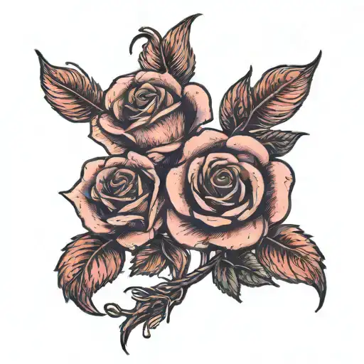 rose with Gemini zodiac sign intertwined tattoo design idea