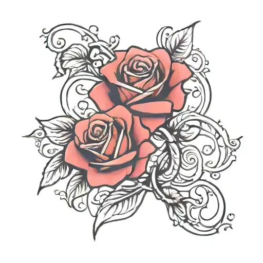  rose with Gemini zodiac sign intertwined tattoo design idea