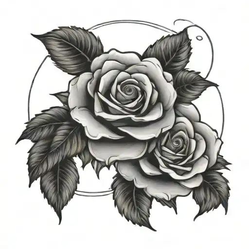 rose and Gemini symbol tattoo design idea