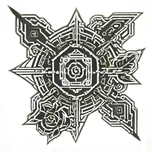 rose and Gemini symbol tattoo design idea