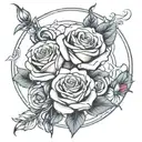 roses and Gemini zodiac sign intertwined tattoo design idea