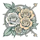 roses and Gemini zodiac sign intertwined tattoo design idea