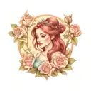redwood trees and roses and Disney princess holding tattoo design idea