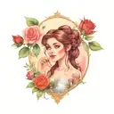 redwood trees and roses and Disney princess holding tattoo design idea