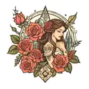 redwood trees and roses and Disney princess holding tattoo design idea