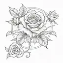 A delicate sketch of a rose and the Gemini symbol, capturing the essence of your sister's love for nature and astrology tattoo design idea