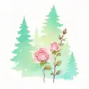 redwood trees and roses and Disney princess    tattoo design idea