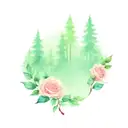 redwood trees and roses and Disney princess    tattoo design idea