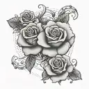 roses and Gemini zodiac symbol intertwined tattoo design idea