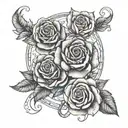 roses and Gemini zodiac symbol intertwined tattoo design idea