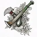 two axes in laurel wines tattoo design idea