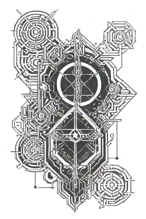 chain and line art and gothic inspired tattoo tattoo design idea