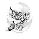 pegasus and moon tattoo design idea