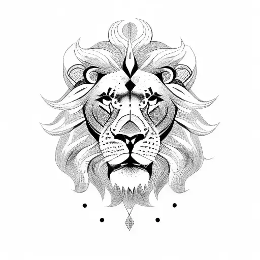 sun and lion tattoo design idea