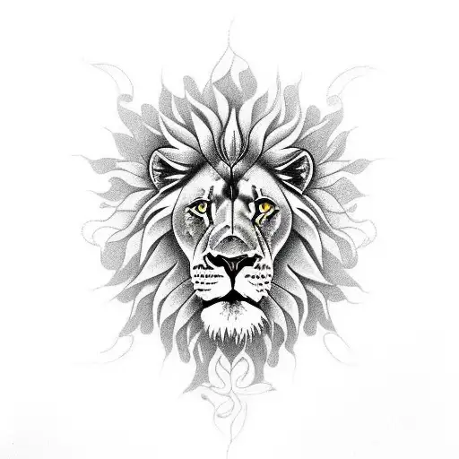 sun and lion tattoo design idea