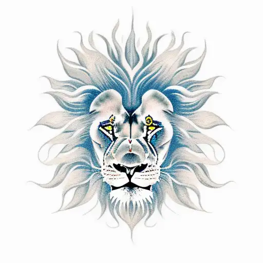 sun and lion tattoo design idea