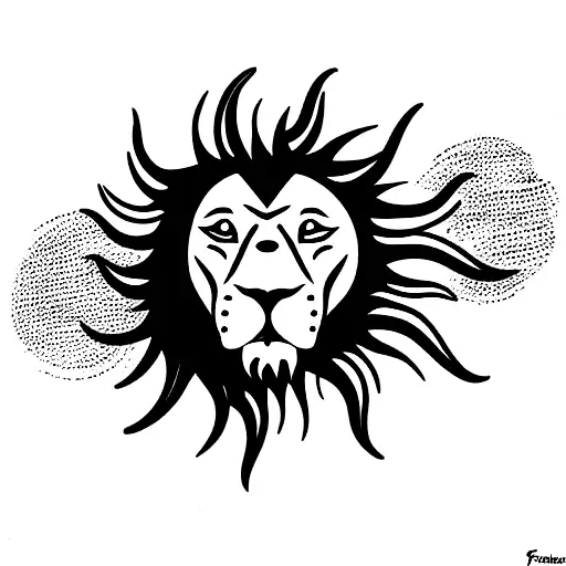 lion and sun tattoo design idea
