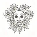 flowers with head happy, sad and terrifying expressions tattoo design idea
