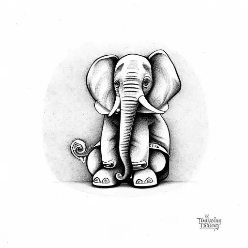 elephant teddy bear tattoo design idea